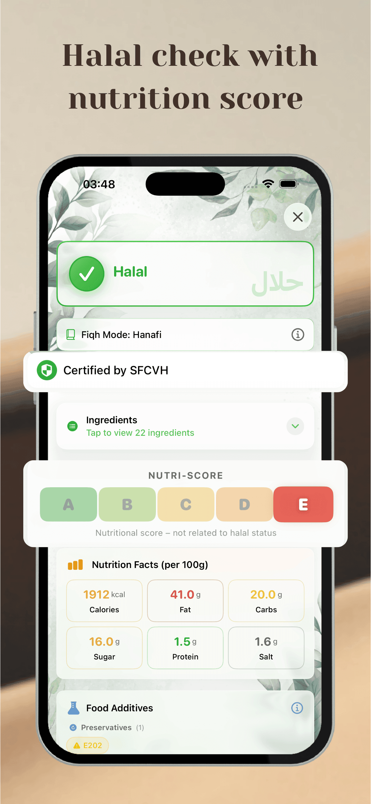 Halal check with nutrition score