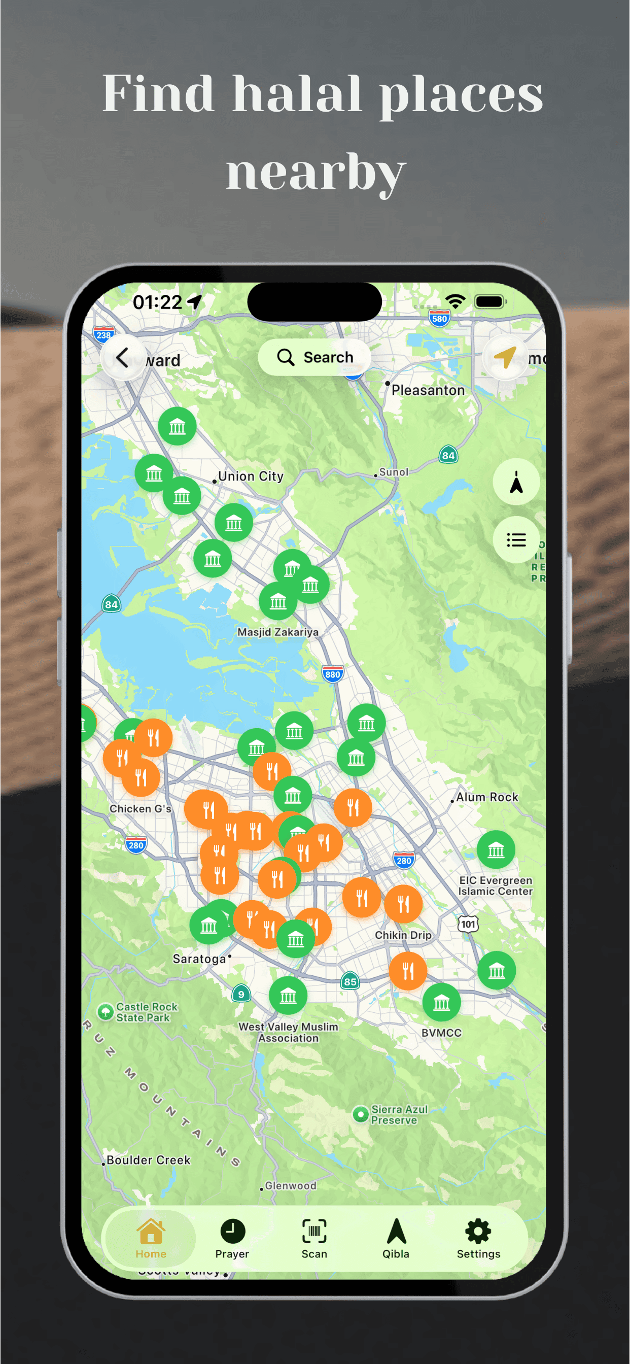 Find halal places nearby